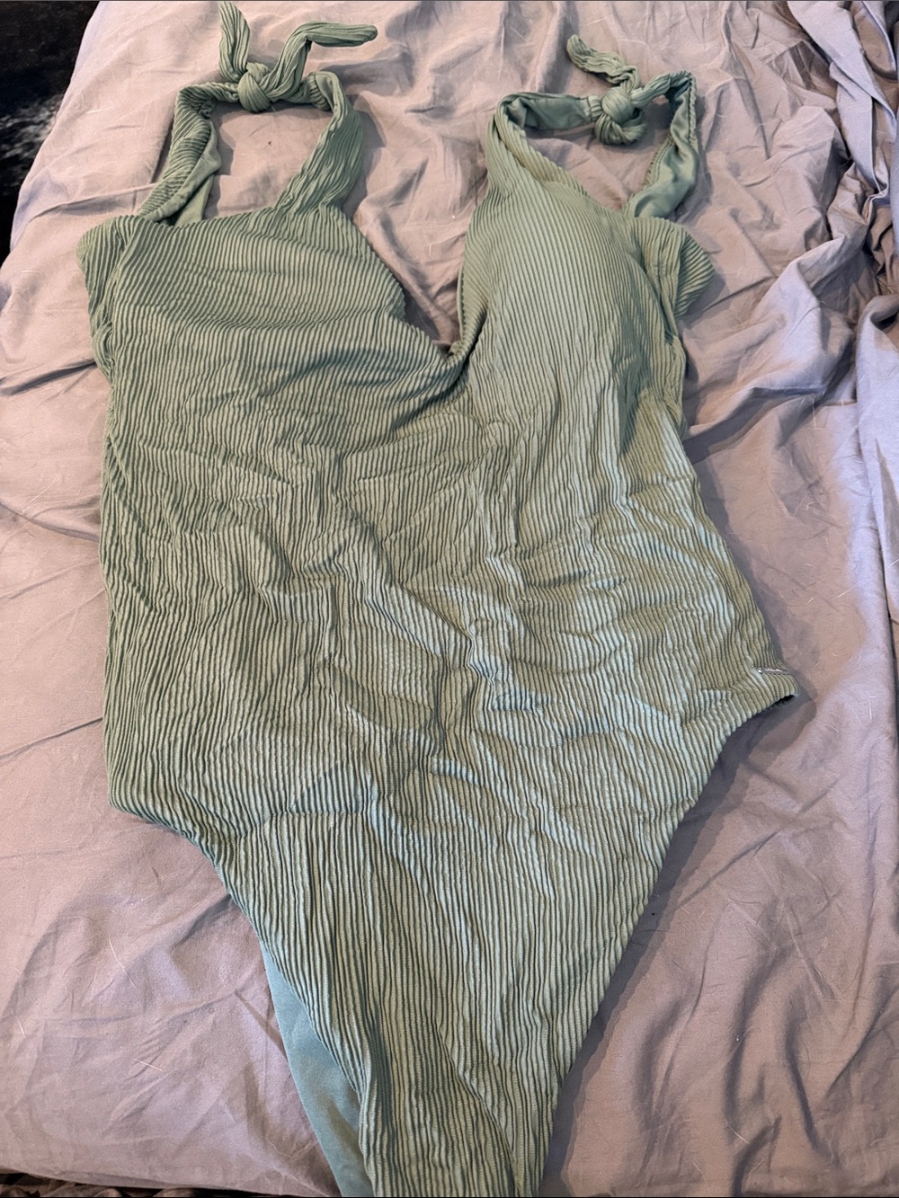 Women's Ribbed One-Piece Swimsuit - Sage Green